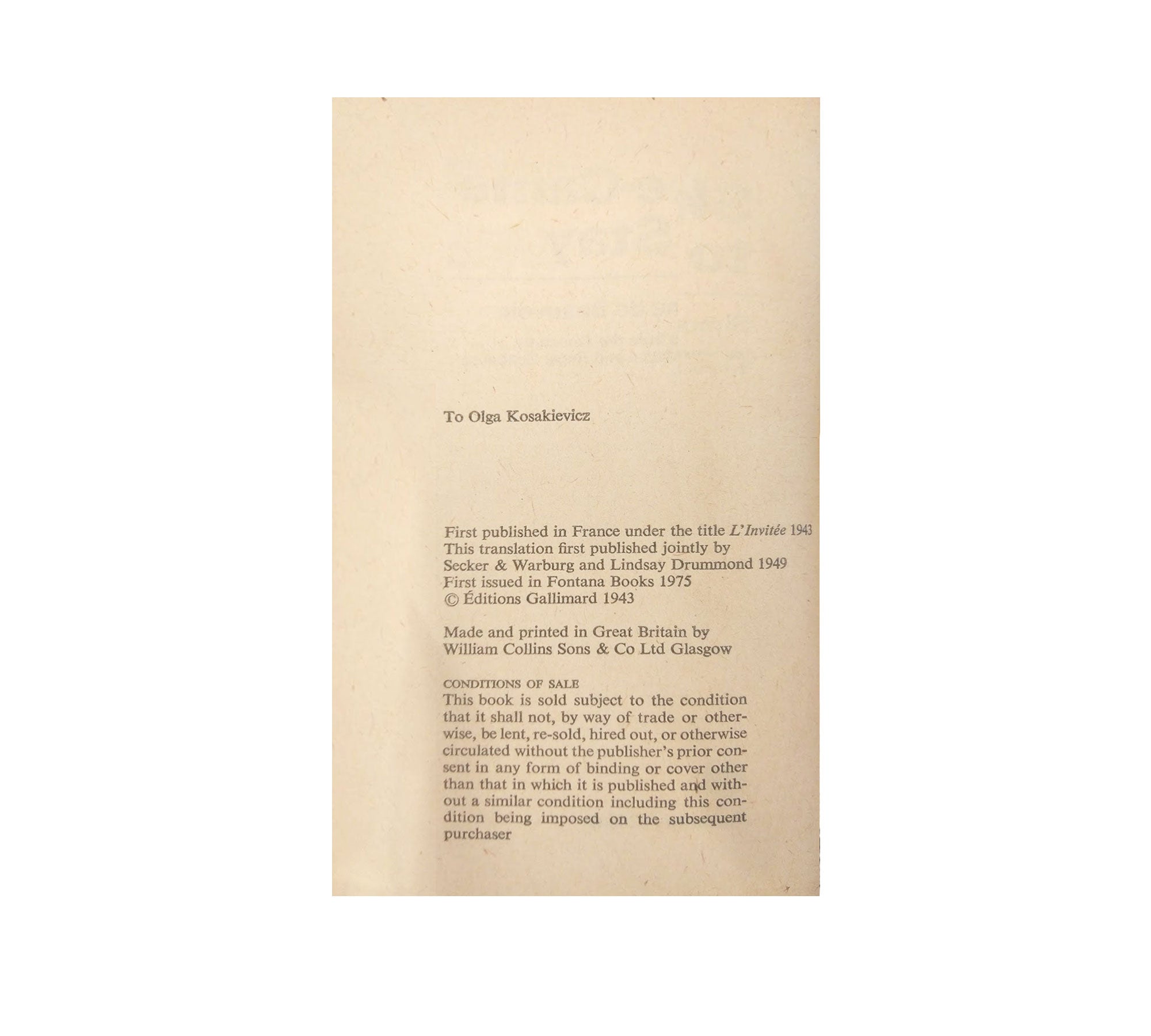 She Came to Stay, Fontana Books 1975